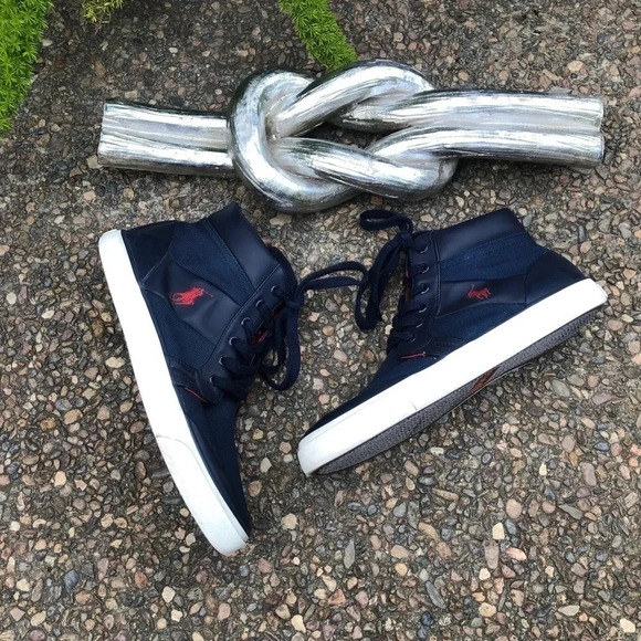 Polo Ralph Lauren Men's Blue Isaak High top Sneakers Size 9 - Picture 7 of 10